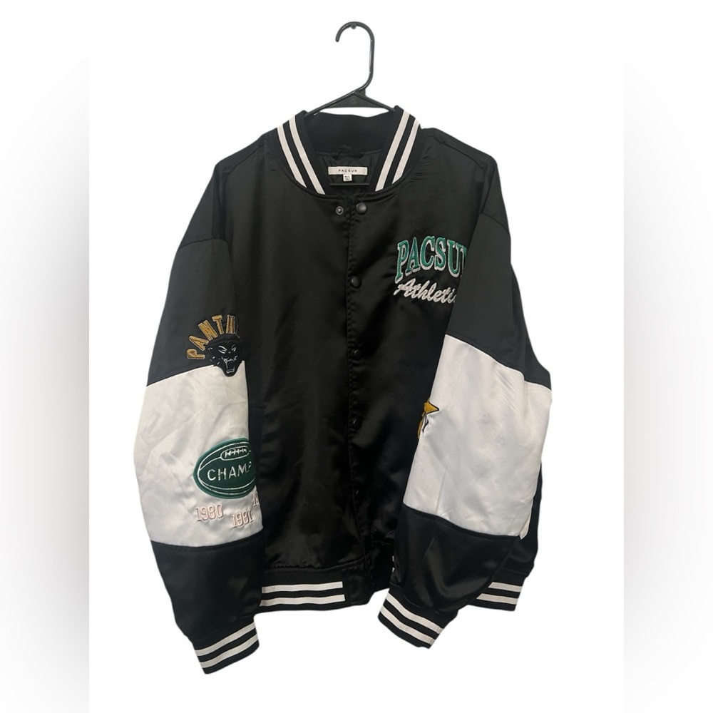 PacSun Varsity‎ Jacket Black White Letterman Style M/L
